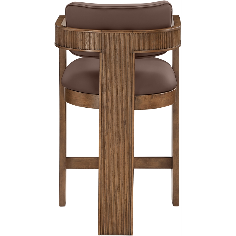 Meridian Furniture Sacha Brown Vegan Leather Upholstered Counter Stool