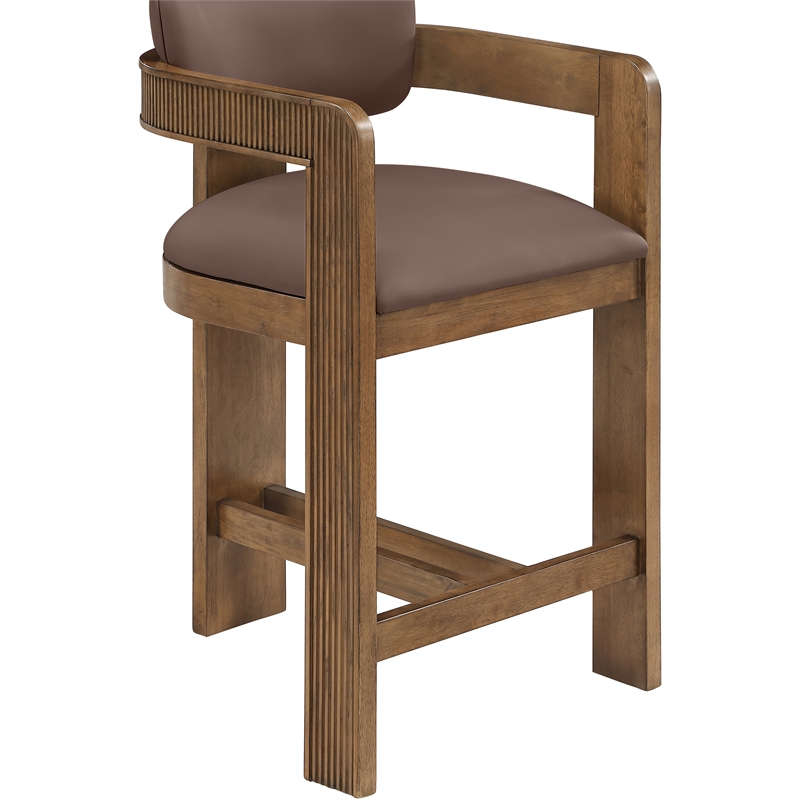 Meridian Furniture Sacha Brown Vegan Leather Upholstered Counter Stool