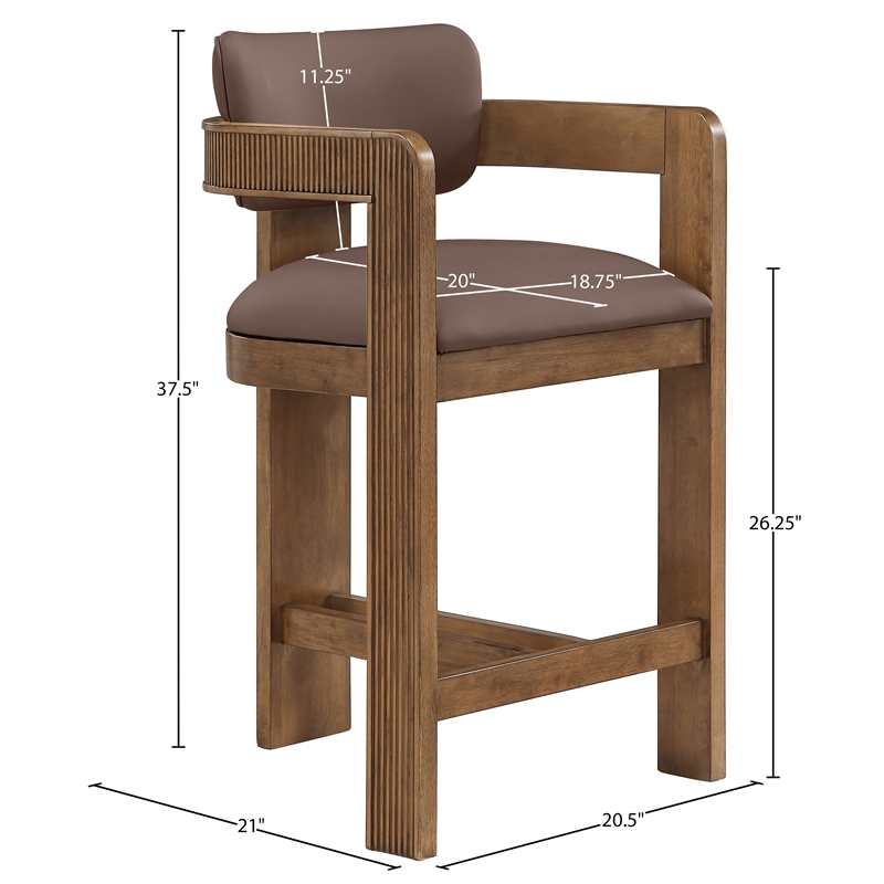 Meridian Furniture Sacha Brown Vegan Leather Upholstered Counter Stool
