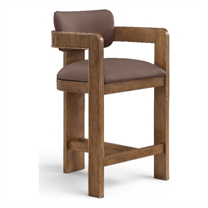 Meridian Furniture Sacha Brown Vegan Leather Upholstered Counter Stool