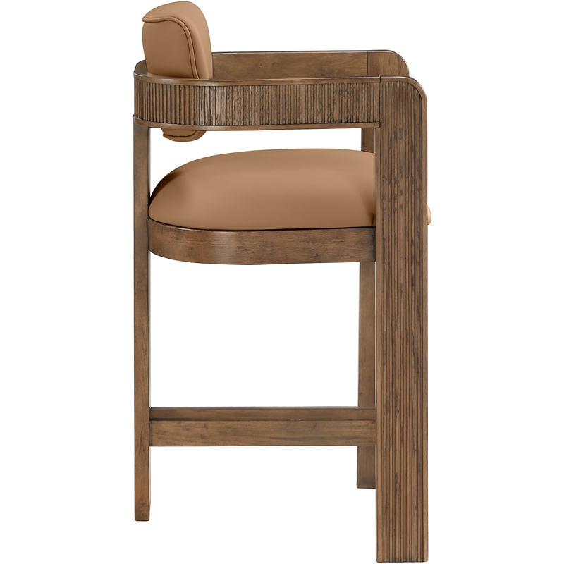 Meridian Furniture Sacha Cognac Vegan Leather Upholstered Counter Stool