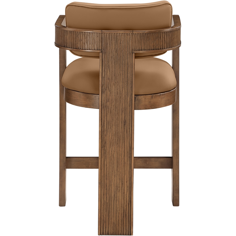 Meridian Furniture Sacha Cognac Vegan Leather Upholstered Counter Stool