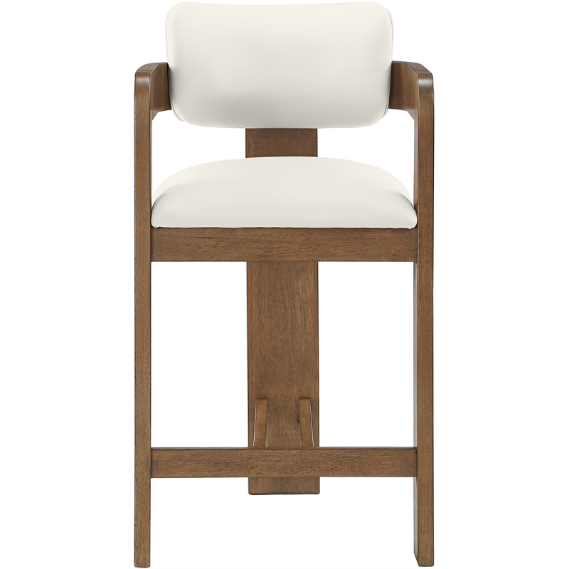 Meridian Furniture Sacha Cream Vegan Leather Upholstered Counter Stool