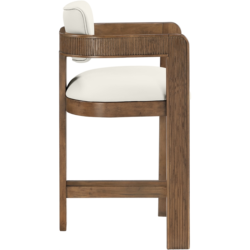 Meridian Furniture Sacha Cream Vegan Leather Upholstered Counter Stool