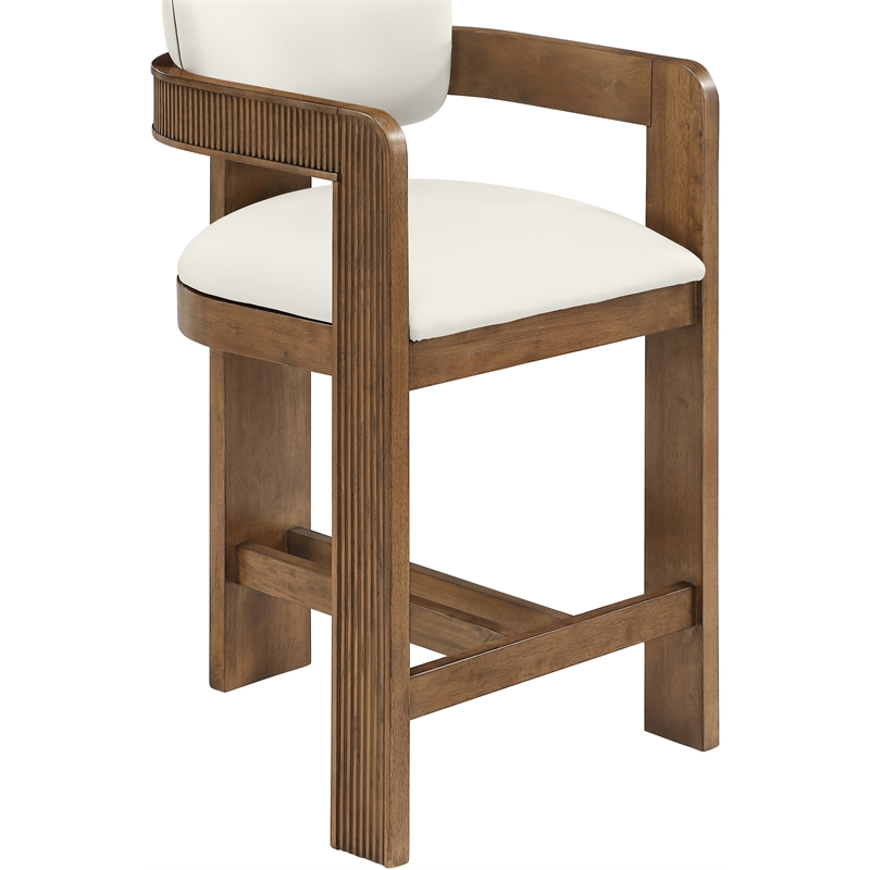 Meridian Furniture Sacha Cream Vegan Leather Upholstered Counter Stool
