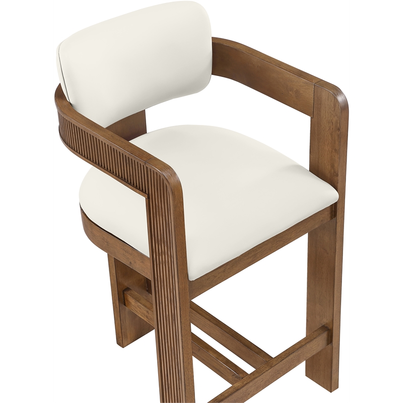Meridian Furniture Sacha Cream Vegan Leather Upholstered Counter Stool