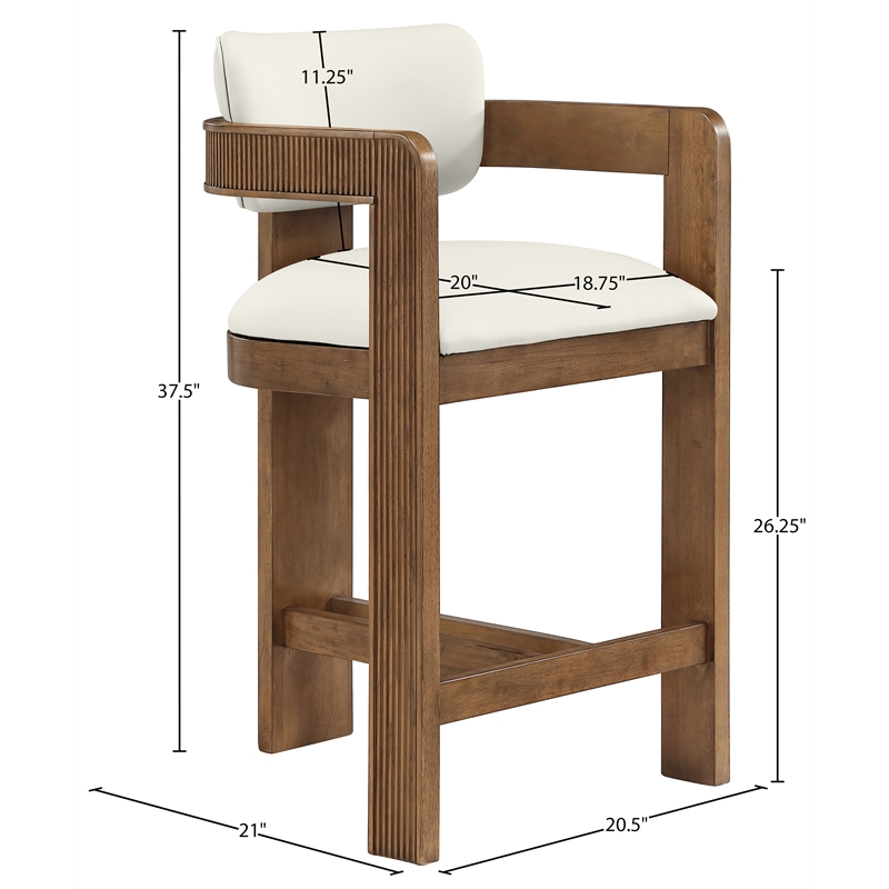 Meridian Furniture Sacha Cream Vegan Leather Upholstered Counter Stool