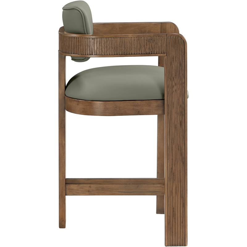 Meridian Furniture Sacha Olive Vegan Leather Upholstered Counter Stool