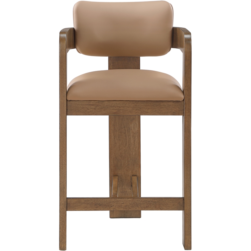 Meridian Furniture Sacha Tan Vegan Leather Upholstered Counter Stool