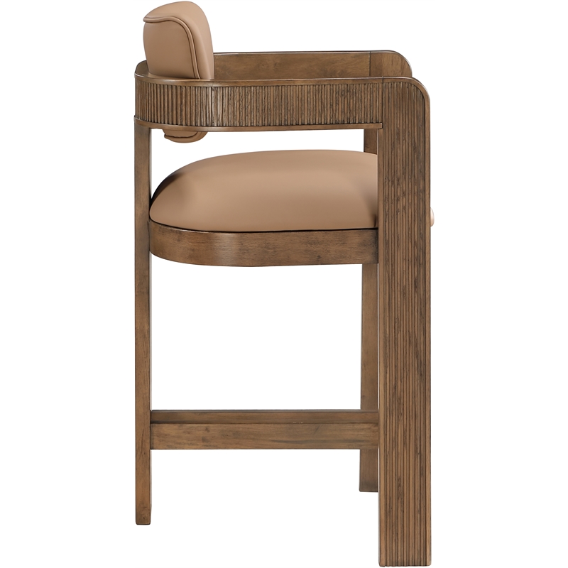 Meridian Furniture Sacha Tan Vegan Leather Upholstered Counter Stool