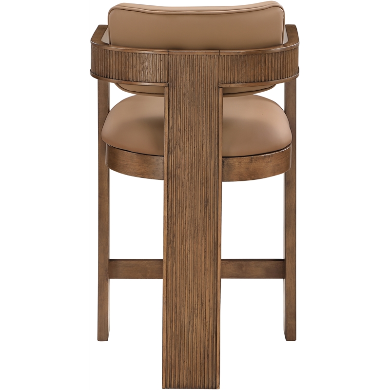 Meridian Furniture Sacha Tan Vegan Leather Upholstered Counter Stool