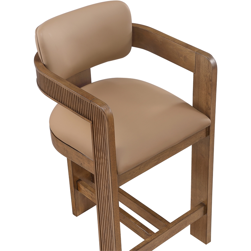 Meridian Furniture Sacha Tan Vegan Leather Upholstered Counter Stool