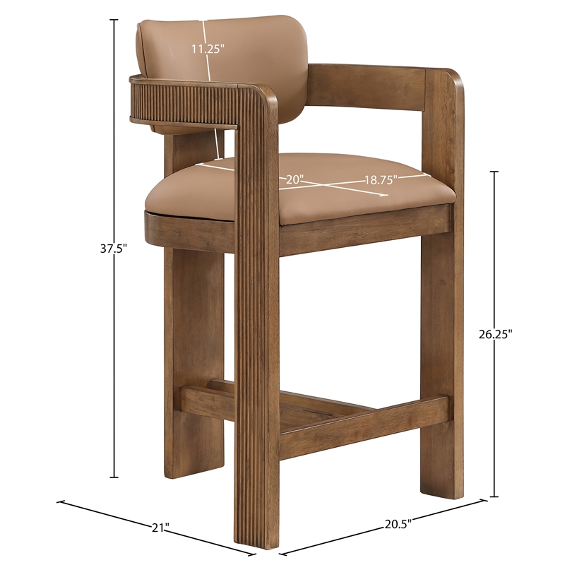 Meridian Furniture Sacha Tan Vegan Leather Upholstered Counter Stool