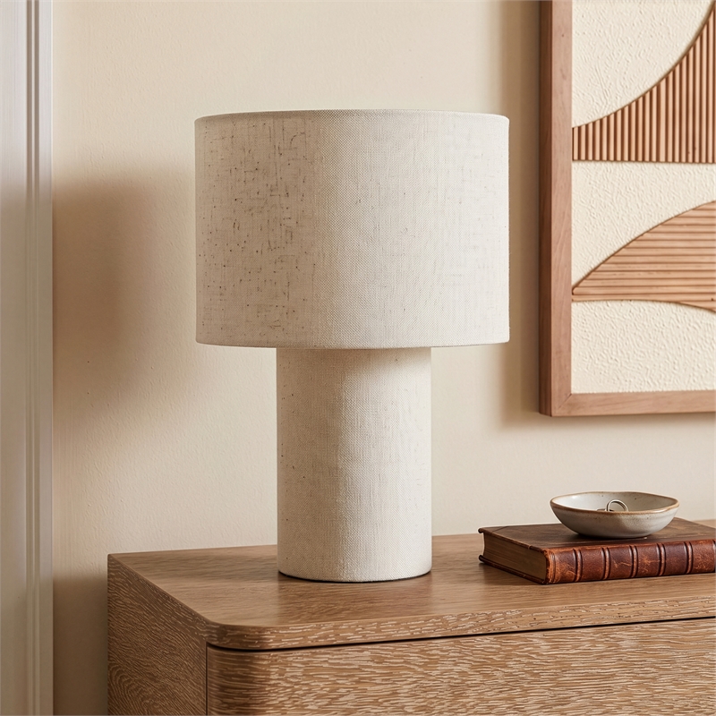 Meridian Furniture Monarca Beige Linen Textured Fabric Table Lamp
