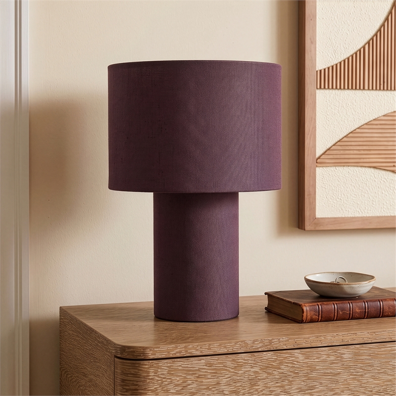 Meridian Furniture Monarca Brown Linen Textured Fabric Table Lamp