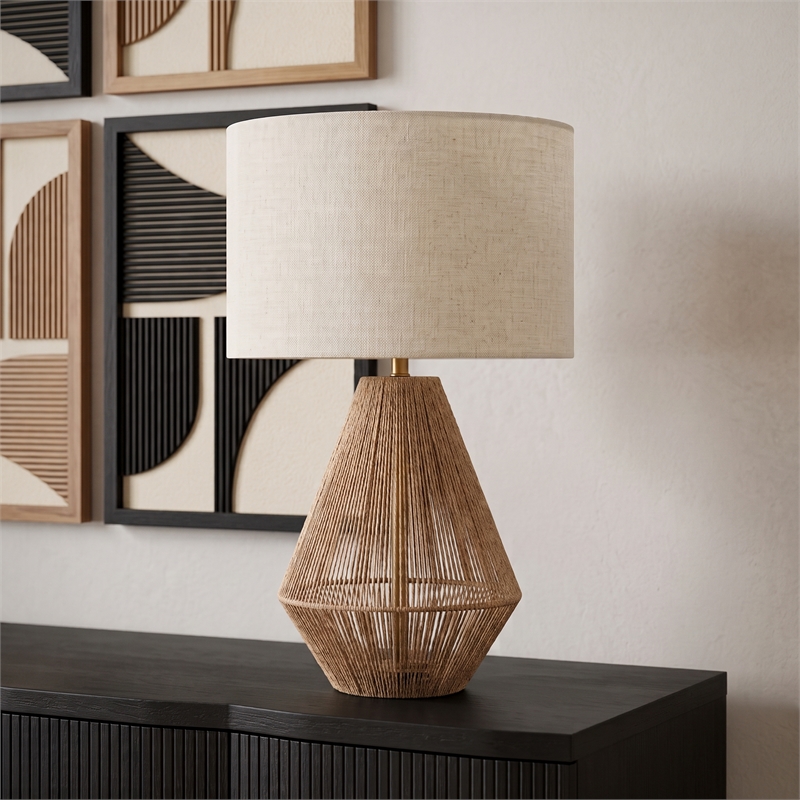 Meridian Furniture Soraya Beige Jute And Cotton Table Lamp