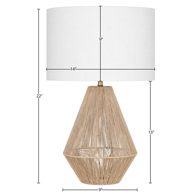 Meridian Furniture Soraya Beige Jute And Cotton Table Lamp