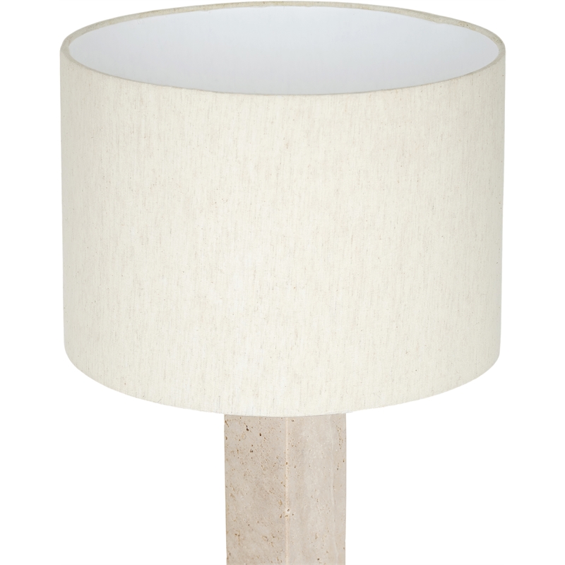 Meridian Furniture Pillar Travertine And Linen Textured Table Lamp