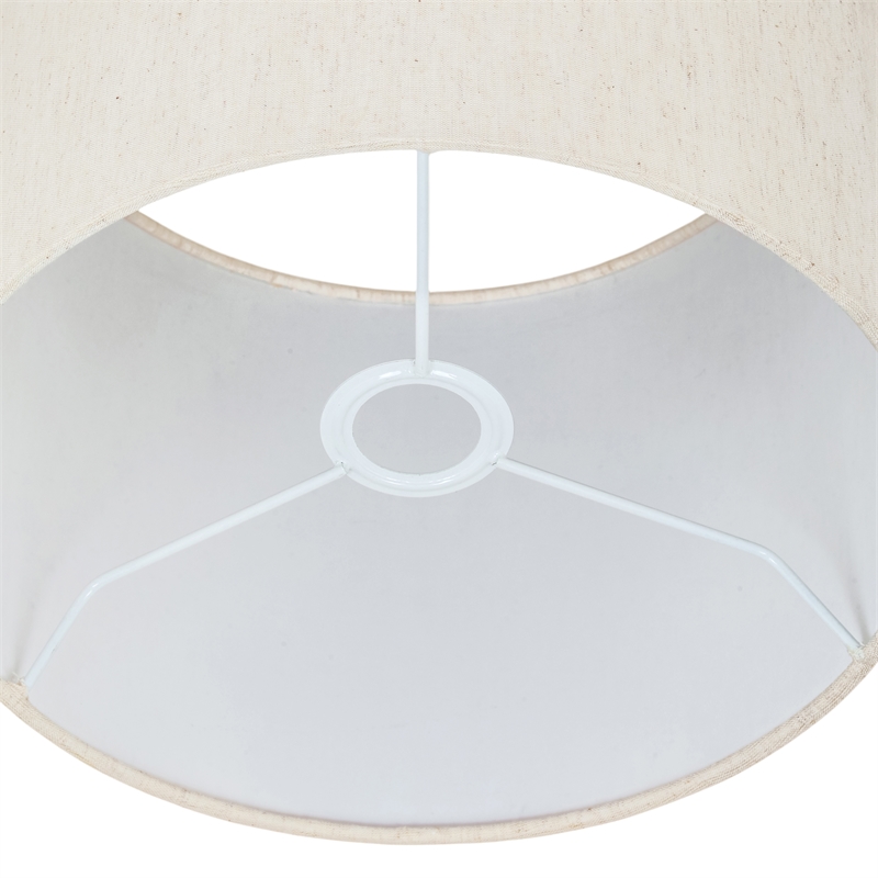 Meridian Furniture Pillar Travertine And Linen Textured Table Lamp