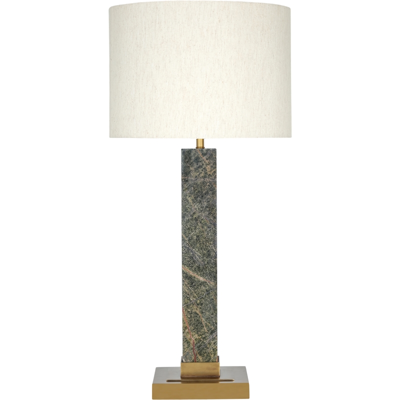 Meridian Furniture Pillar Green Genuine Marble And Linen Textured Table Lamp