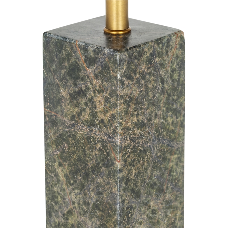 Meridian Furniture Pillar Green Genuine Marble And Linen Textured Table Lamp