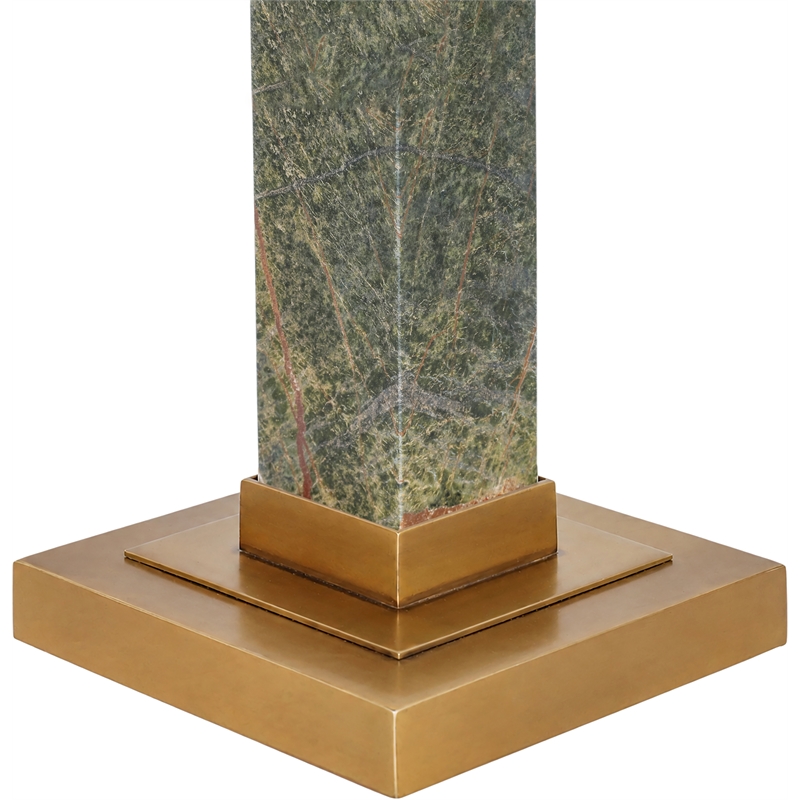 Meridian Furniture Pillar Green Genuine Marble And Linen Textured Table Lamp