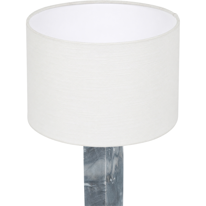 Meridian Furniture Pillar Grey Genuine Marble And Linen Textured Table Lamp