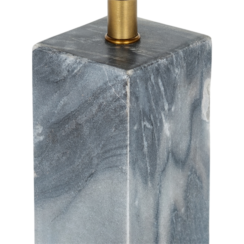 Meridian Furniture Pillar Grey Genuine Marble And Linen Textured Table Lamp
