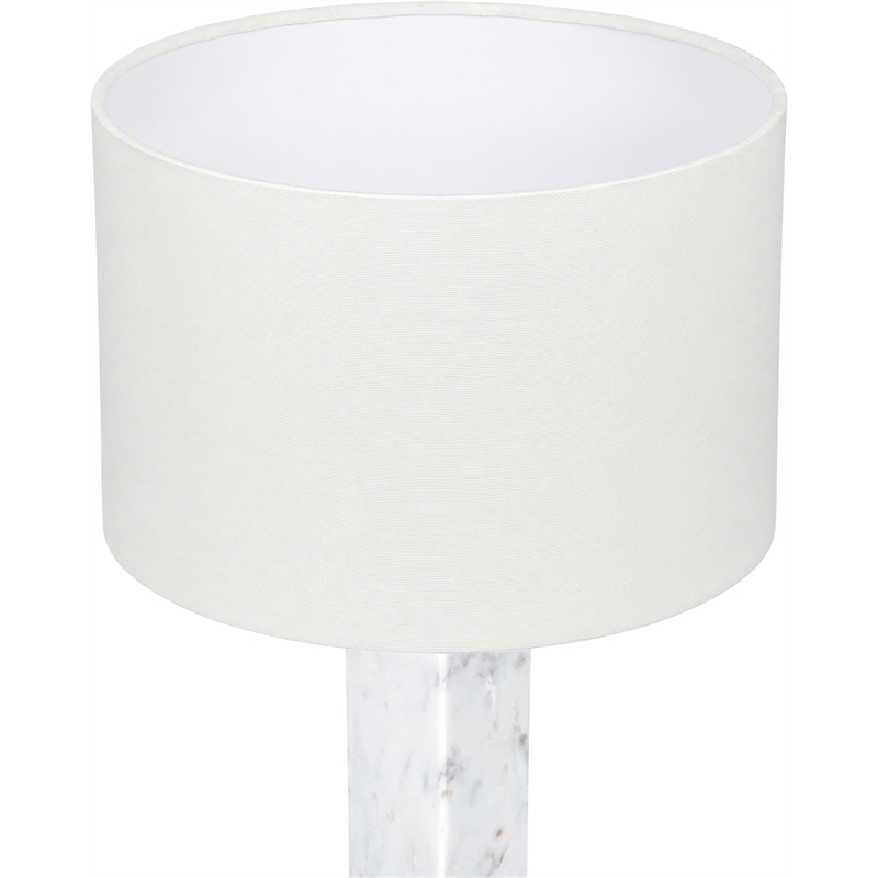 Meridian Furniture Pillar White Genuine Marble And Linen Textured Table Lamp