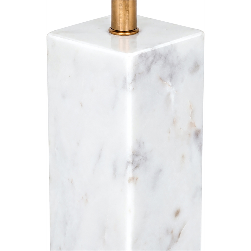 Meridian Furniture Pillar White Genuine Marble And Linen Textured Table Lamp