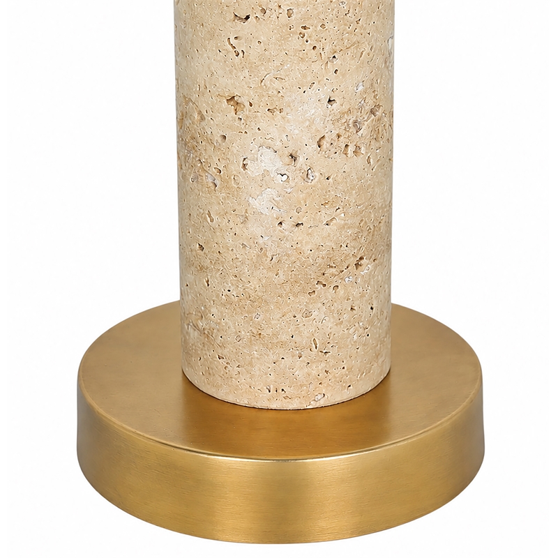 Meridian Furniture Opaline Travertine And Linen Textured Table Lamp