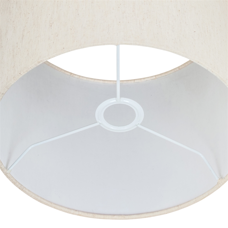 Meridian Furniture Opaline Travertine And Linen Textured Table Lamp