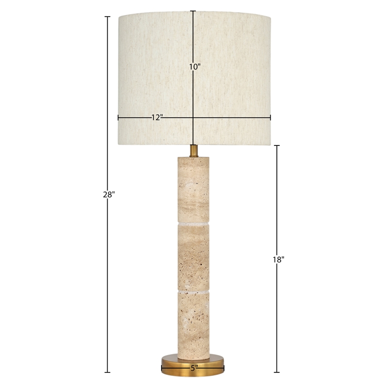Meridian Furniture Opaline Travertine And Linen Textured Table Lamp