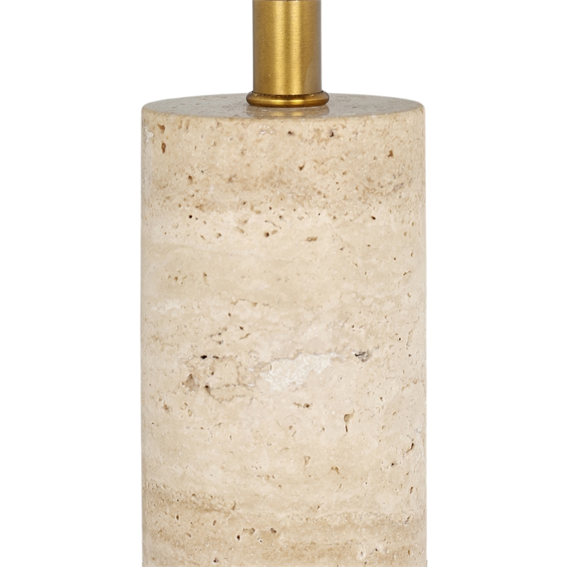 Meridian Furniture Opaline Travertine And Linen Textured Table Lamp