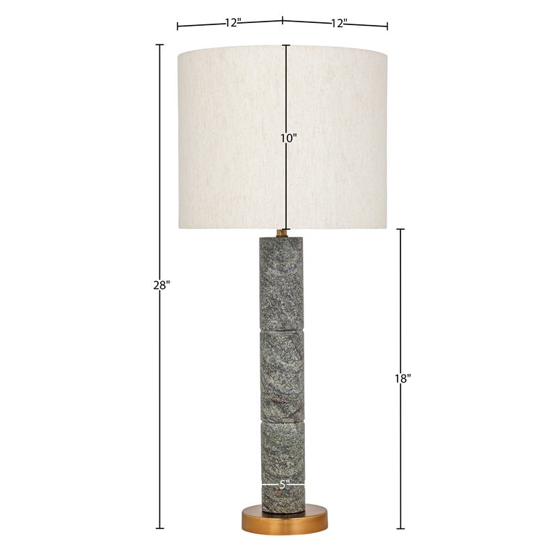 Meridian Furniture Opaline Green Genuine Marble And Linen Textured Table Lamp