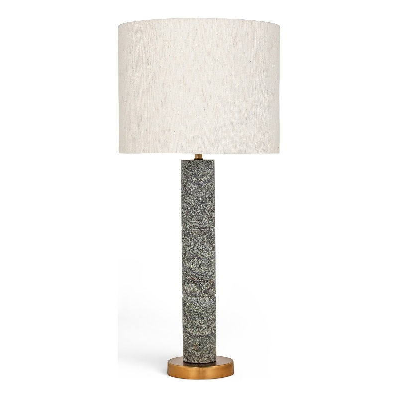Meridian Furniture Opaline Green Genuine Marble And Linen Textured Table Lamp