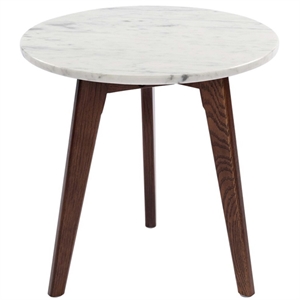 Bianco Collection Cherie 15&quot Marble End Table in White and Walnut