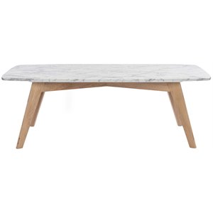 Bianco Collection Faura 18&quot x 43.5&quot Marble Coffee Table in White and Oak