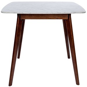 Senna 31&quot Square Italian Carrara White Marble Dining Table with Walnut Legs