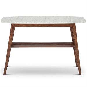 Bianco Collection Castello 43&quot Italian Marble Console Table in White and Walnut