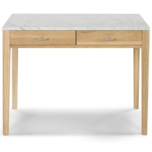 Bianco Collection Meno 36&quot Italian Marble Console Table in White and Oak