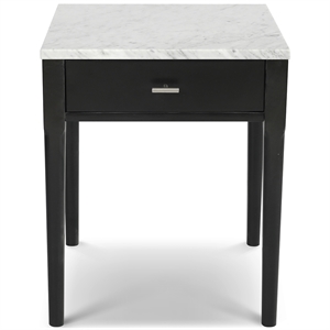 Bianco Collection Alto 18&quot Italian Marble Side Table in White and Black