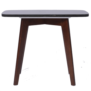 Bianco Collection Cima 12&quot x 21&quot Italian Marble Table in Black and Walnut
