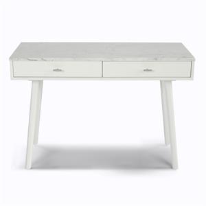 Bianco Collection Viola 44&quot Italian Marble Writing Desk in White