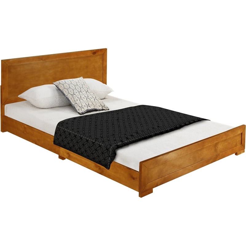 Camden Isle Oxford Wooden Brown Oak Queen Bed with Complete Slat System
