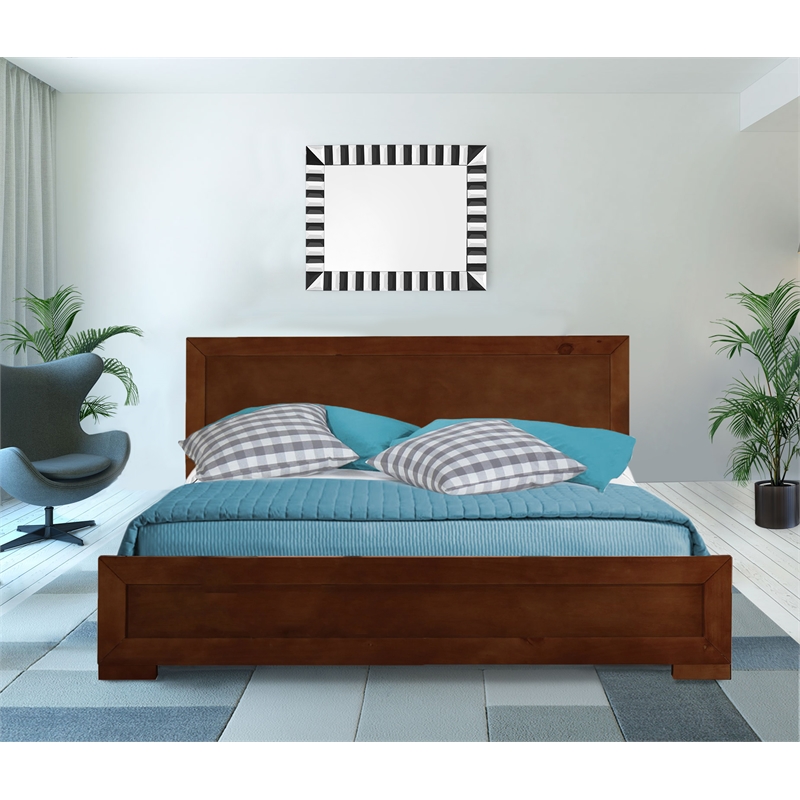 Camden Isle Oxford Wooden Brown Walnut King Bed with Complete Slat System