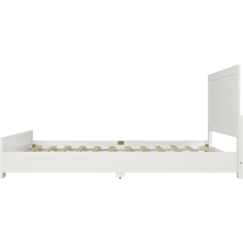 Camden Isle Oxford Wooden White Queen Bed with Complete Slat System