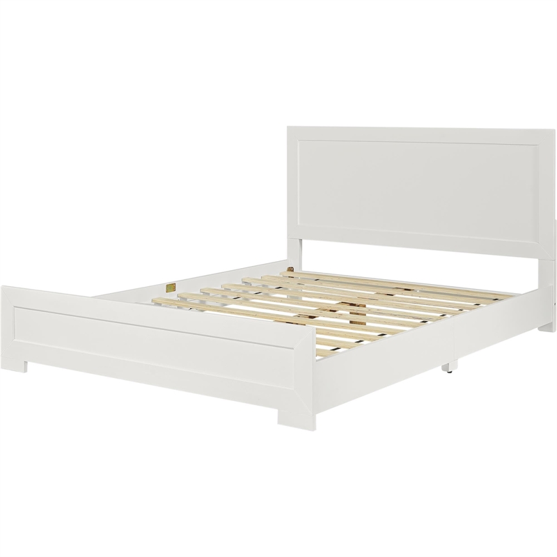 Camden Isle Oxford Wooden White King Bed with Complete Slat System