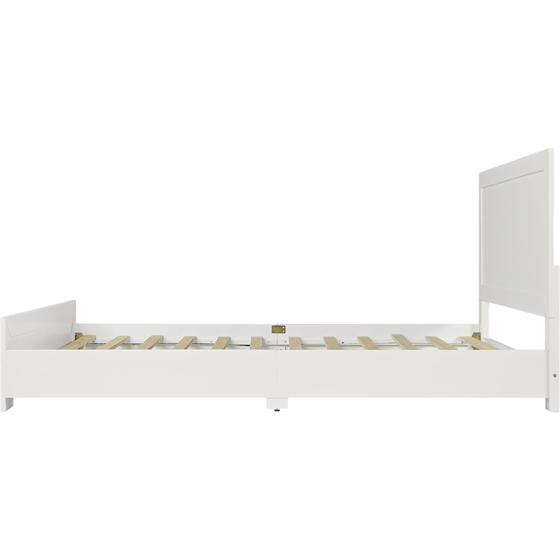 Camden Isle Oxford Wooden White King Bed with Complete Slat System