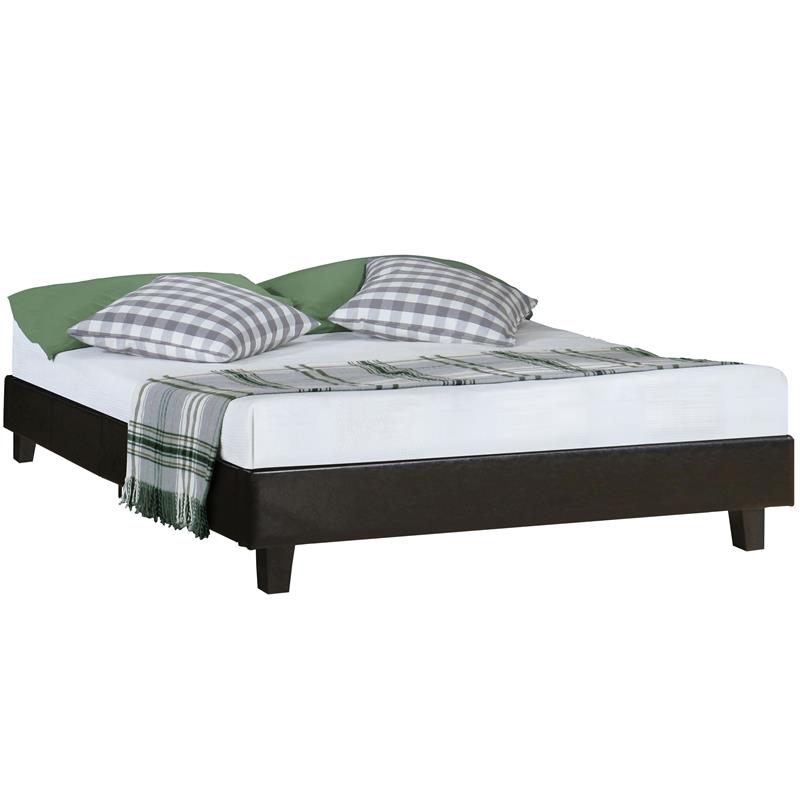 Camden Isle Acton Upholstered Black Faux Leather Queen Platform Bed